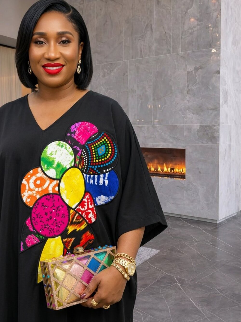 Black kaftan dress